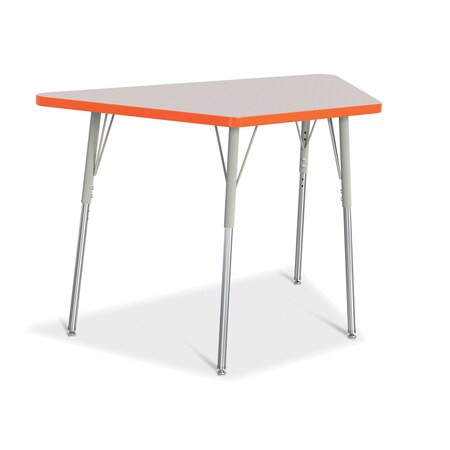Jonti-Craft Berries Trapezoid Activity Tables, 24 in. x 48 in., A-height, Freckled Gray/Orange/Gray 6438JCA114